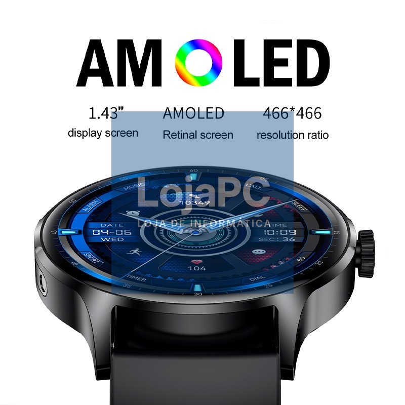 Smartwatch COOL Iris Silicone Black (AMOLED, Calls, Health, Sport) — imagem 2