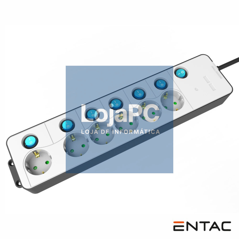 Extensão Elétrica 6x Schuko C/ Interruptores 1.5m ENTAC