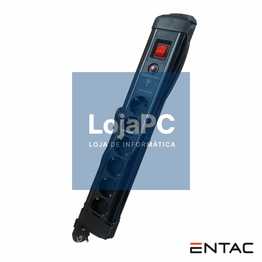 Extensão Elétrica 6x Schuko Interruptor Proteção 2M ENTAC