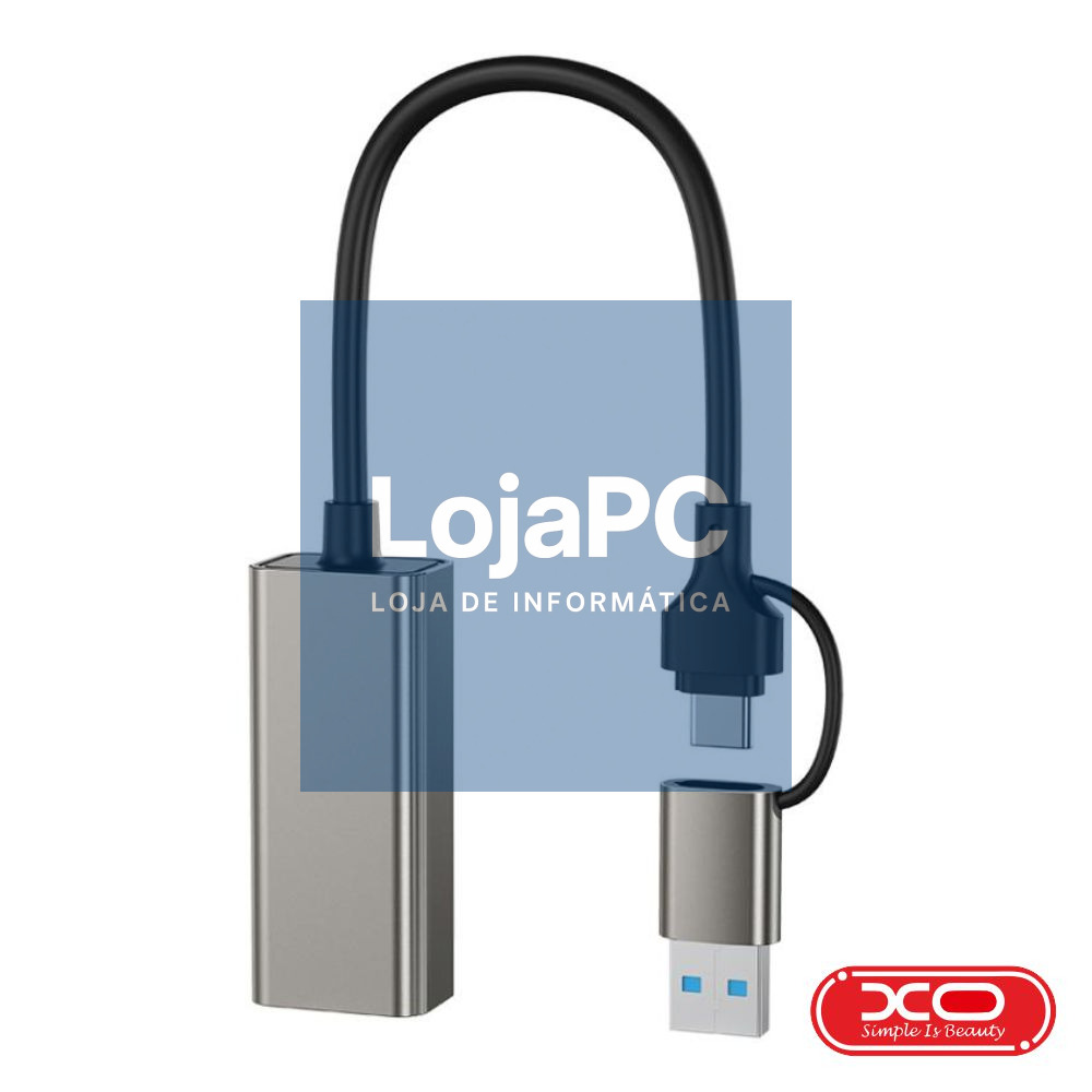 Cabo Adaptador USB-A/USB-C P/ RJ45 1000Mbps XO