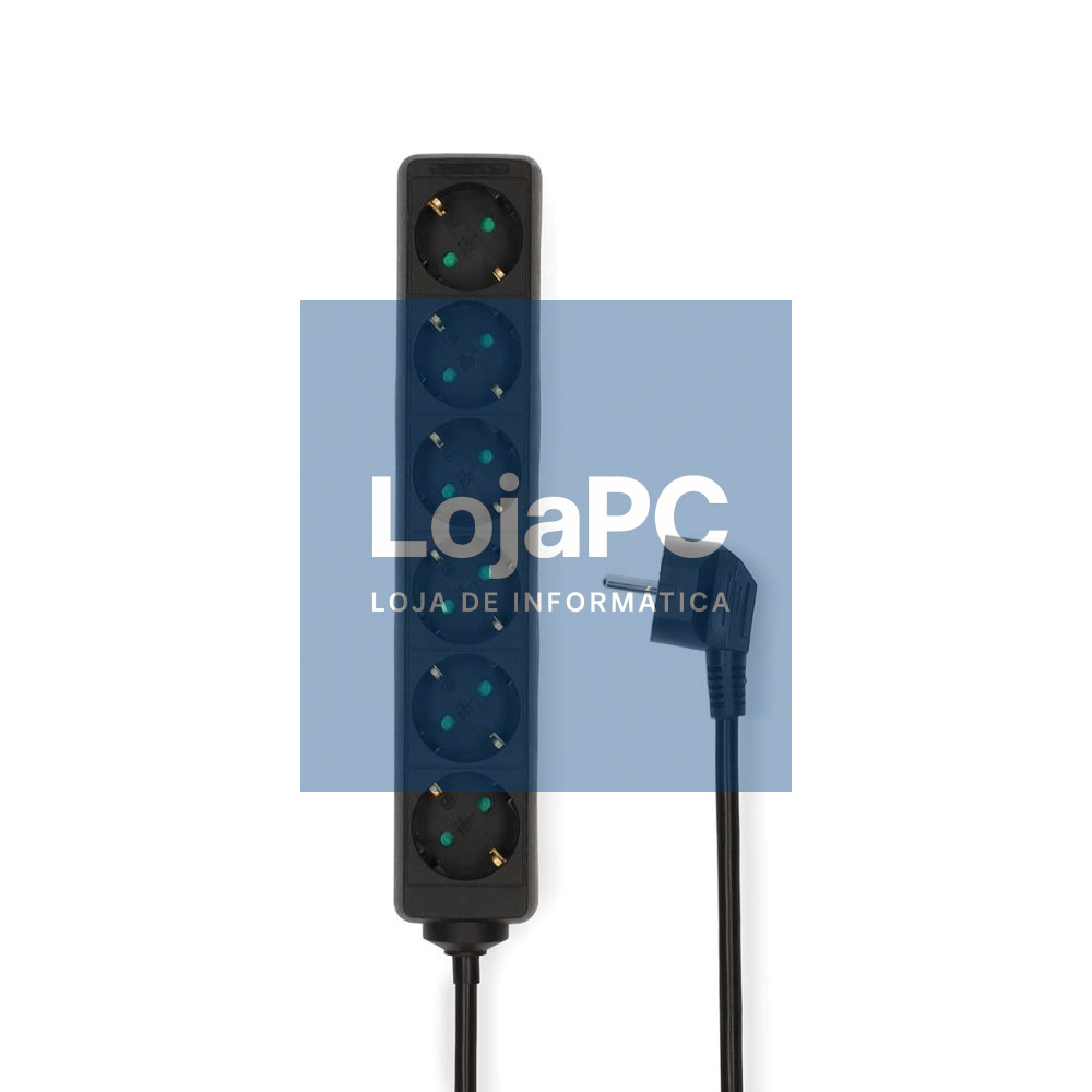 Tomada Elétrica c/ 6 Saídas Interruptor Proteção 3m NEDIS