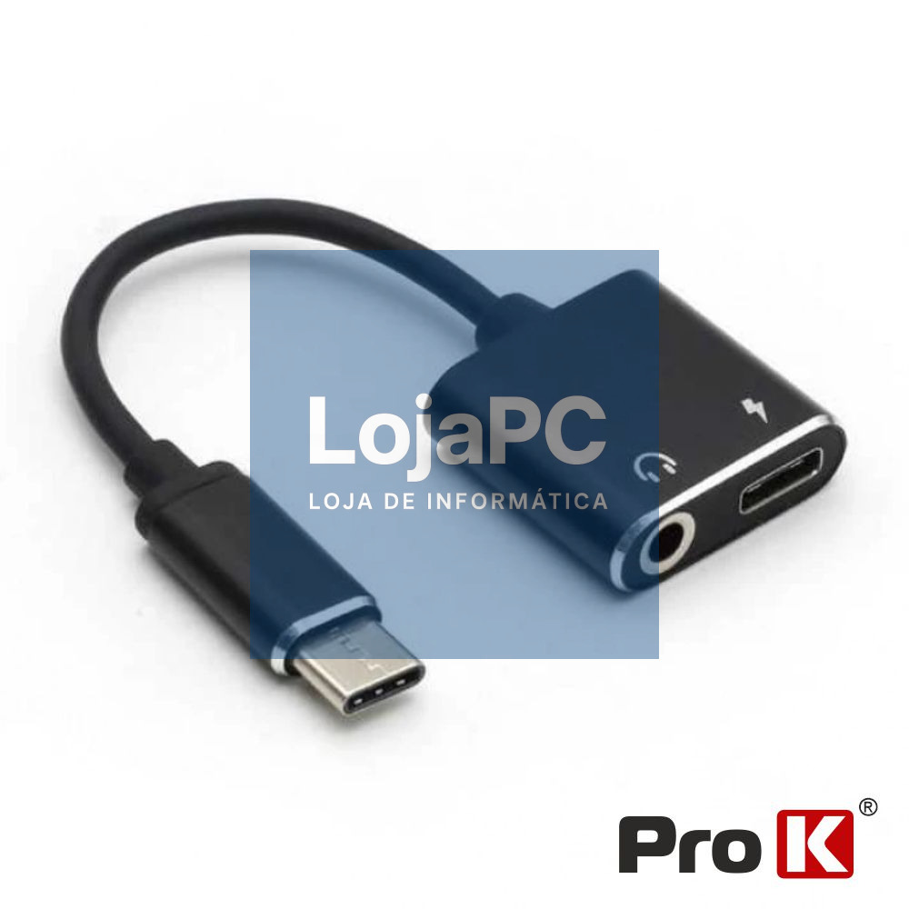 Adaptador USB-C P/ USB-C / Jack 3.5mm PROK