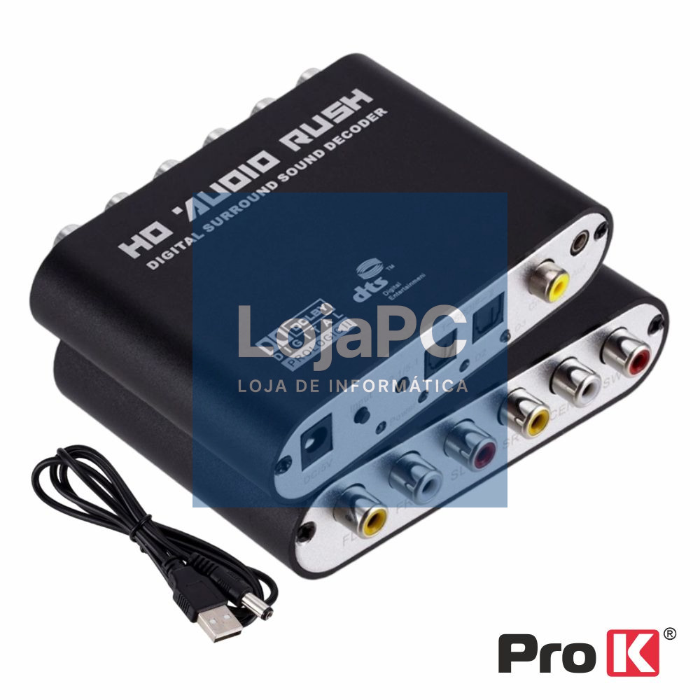 Conversor Áudio Digital P/ Analógico 5.1 Surround PROK