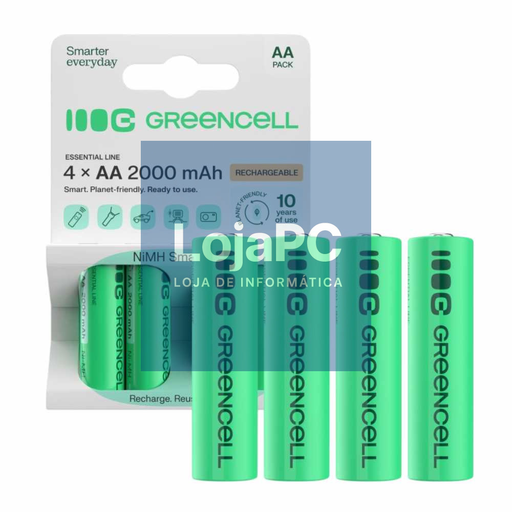 Pilha Recarregável AA 1.2V 2000mA 4x Blister GREEN CELL
