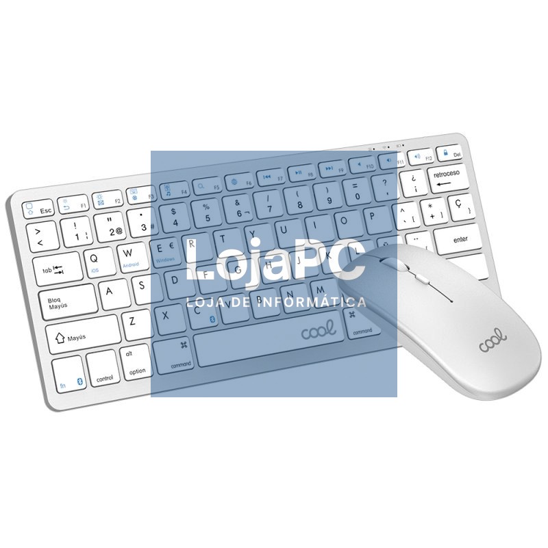 Spanish Bluetooth Keyboard PC Kit Keyboard + Mouse COOL Mobility White