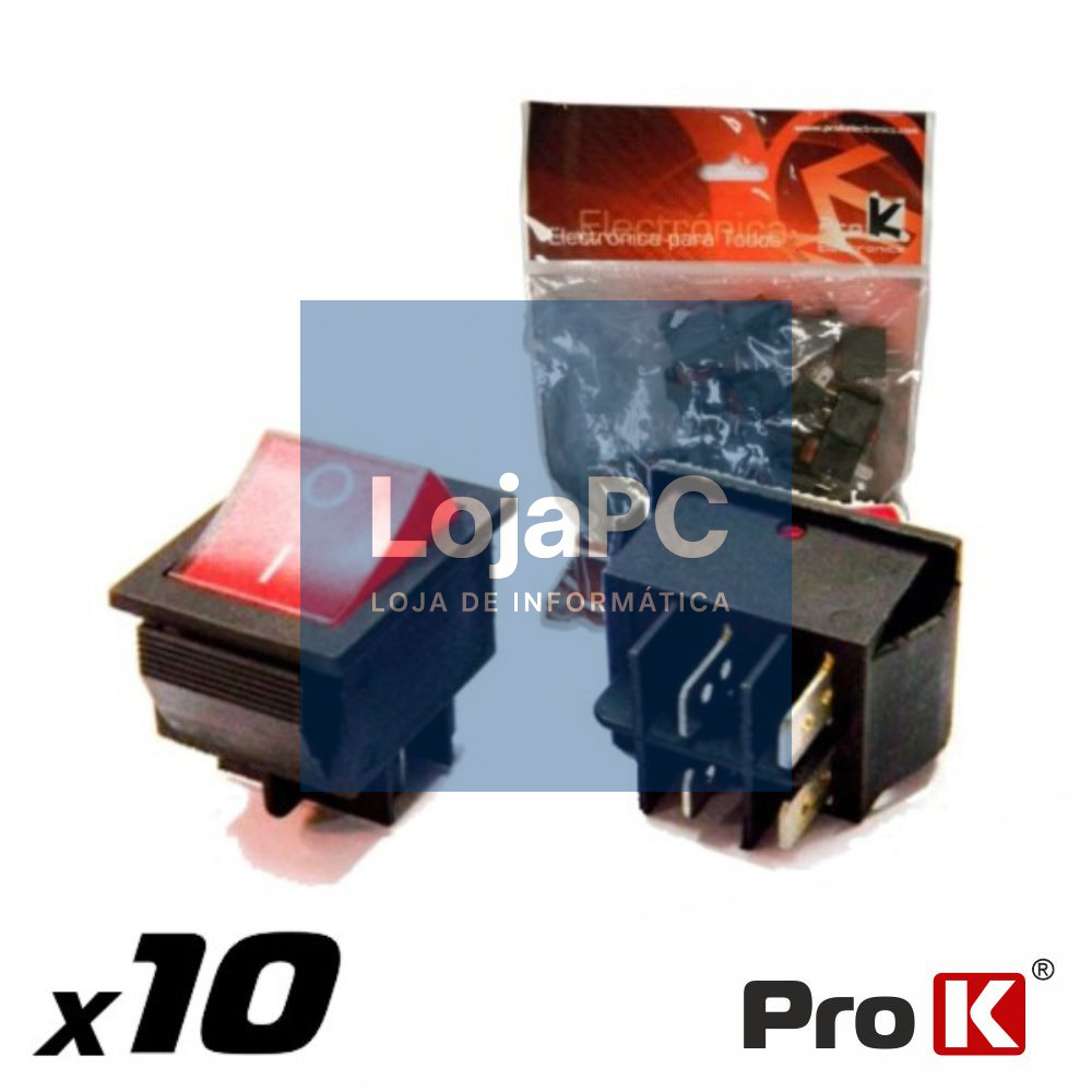 INTERRUPTOR BASCULANTE C/ LUZ 15A-250V SPST ON-OFF 10X PROK