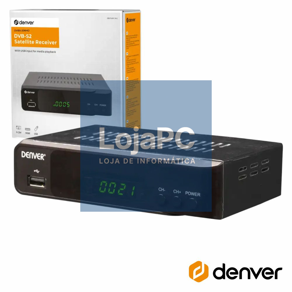 Receptor TDT Satélite 1080p Dvb-S2 C/ USB E Comando DENVER