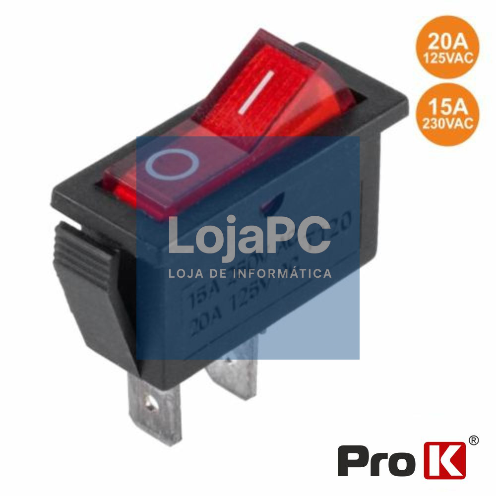 INTERRUPTOR BASCULANTE C/ LUZ 15A-250V SPST ON-OFF  PROK