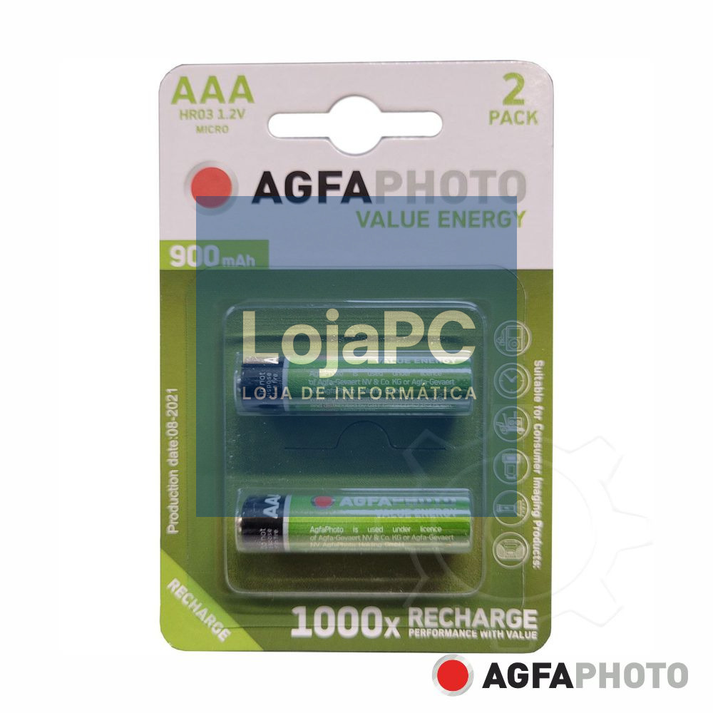 Pilha Recarregável AAA 1.2V 900mAh 2x Blister AGFAPHOTO
