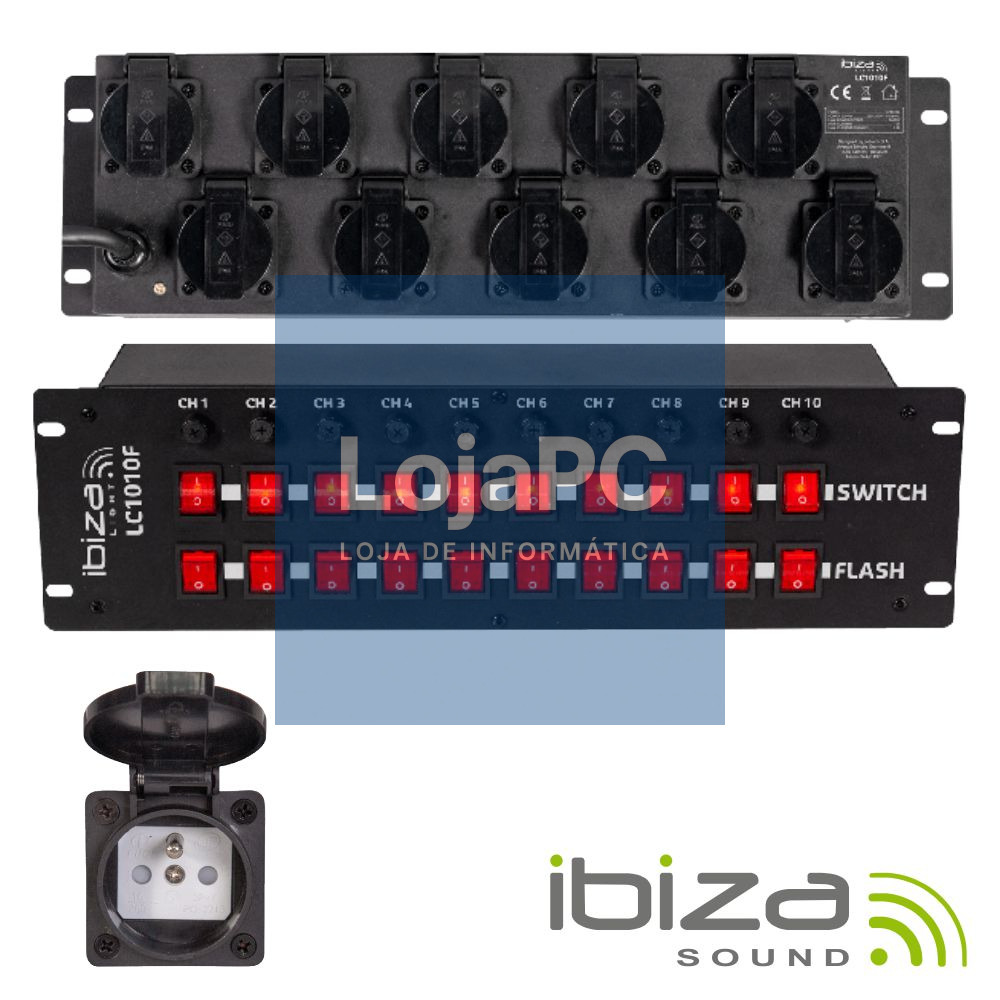 Base Elétrica C/ 10 Saídas Interruptores P/ Rack 19" IBIZA