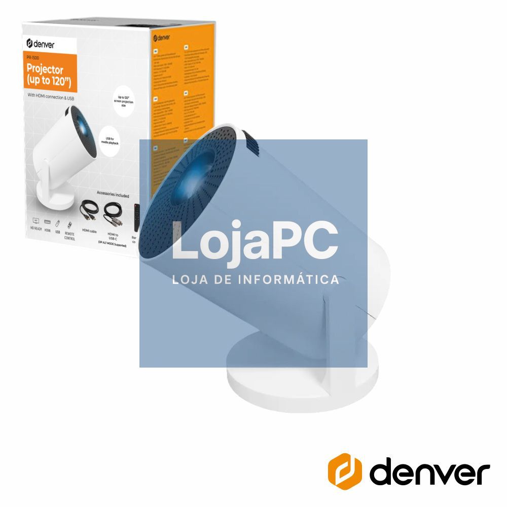 Vídeo Projetor HD 720P HDMI/USB 300lm DENVER