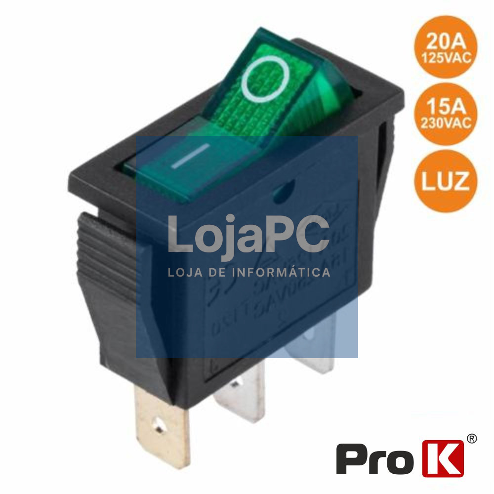INTERRUPTOR BASCULANTE C/ LUZ 15A-250V SPST ON-OFF  PROK