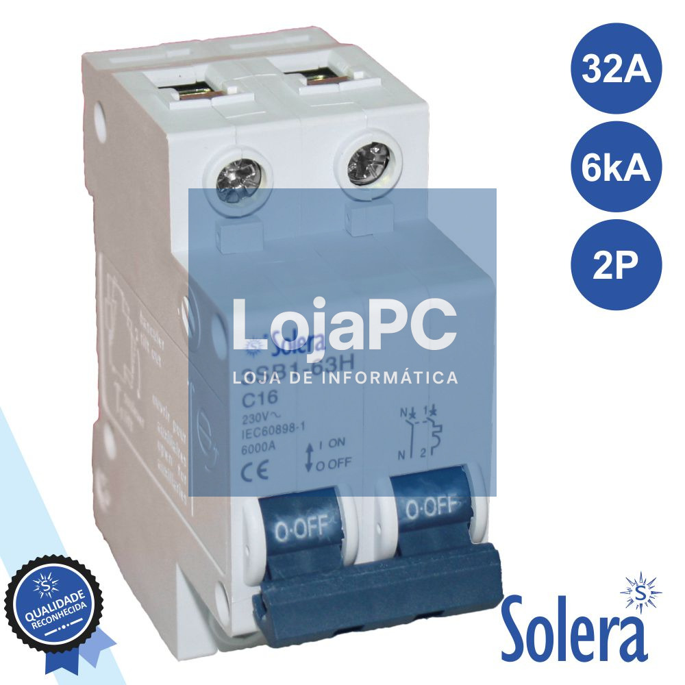 DISJUNTOR 2P 32A 6kA 240/415V SOLERA
