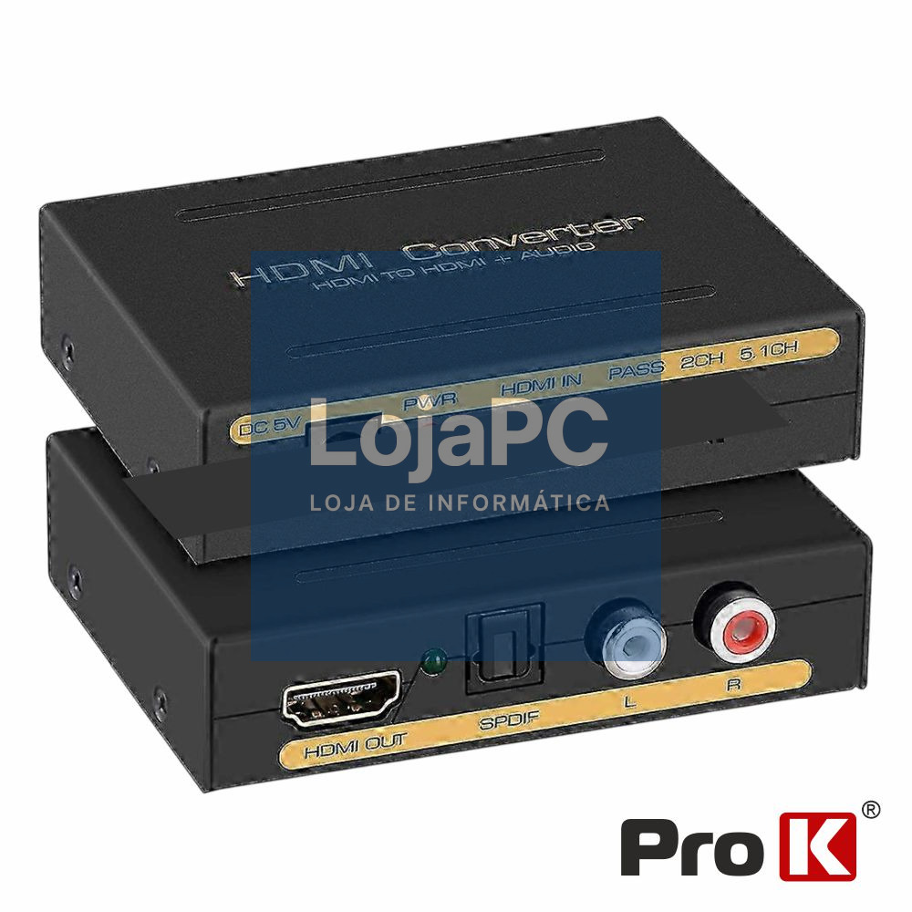 Extrator de Áudio HDMI->HDMI+Toslink+RCA PROK