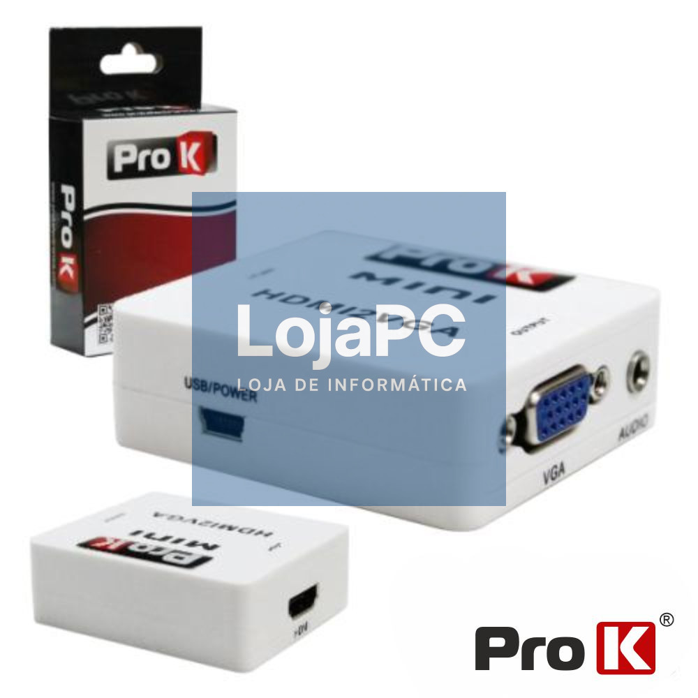 CONVERSOR HDMI -> VGA C/ ÁUDIO AMPLIFICADO PROK