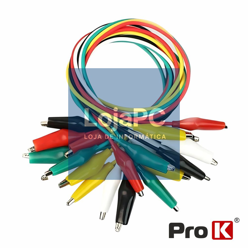 Conjunto 10 Fios 50cm C/ Garras Crocodilo 28mm PROK