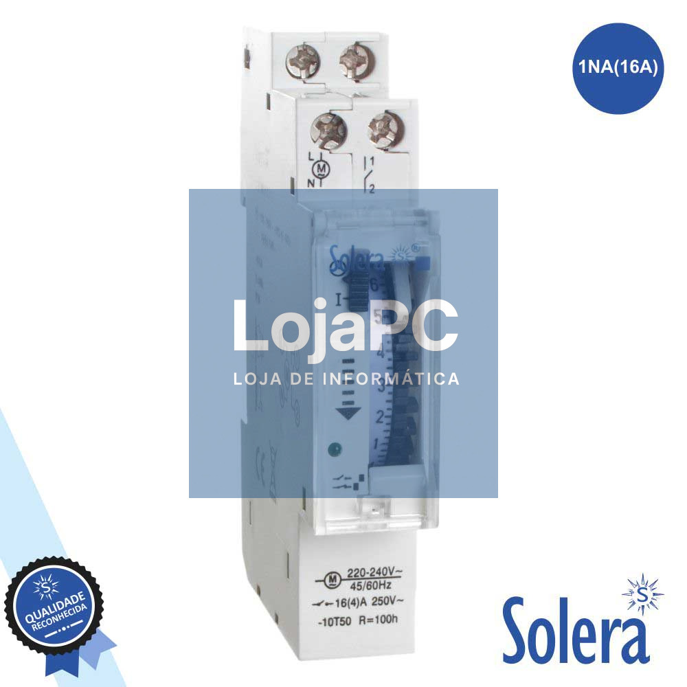 TEMPORIZADOR DIÁRIO ANALÓGICO 16A 230V P/ CALHA DIN SOLERA