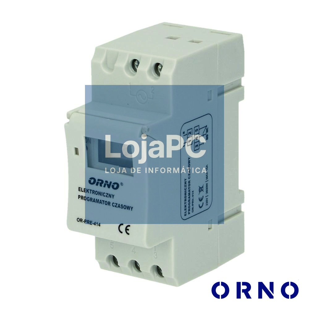 Temporizador Semanal Digital 16A 230V P/ Calha Din ORNO