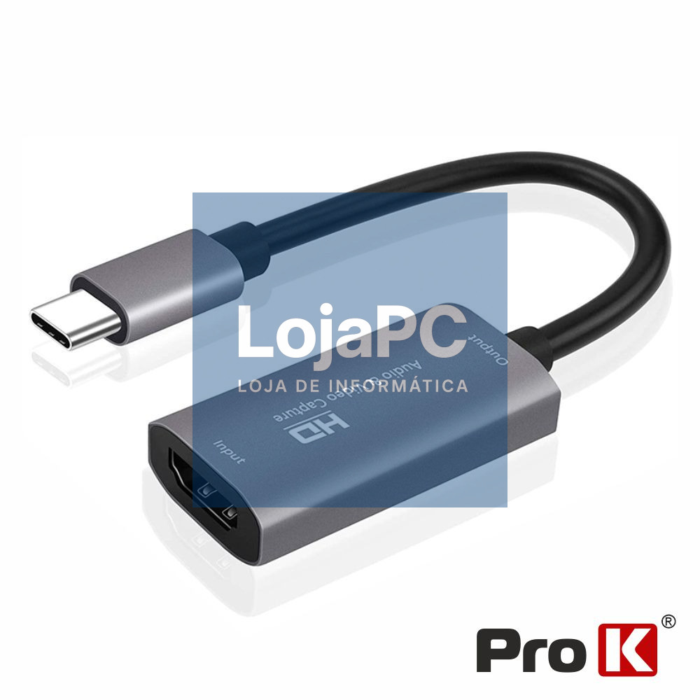 Placa Captura HDMI Audio E Vídeo P/ USB-C 4K 30Hz PROK