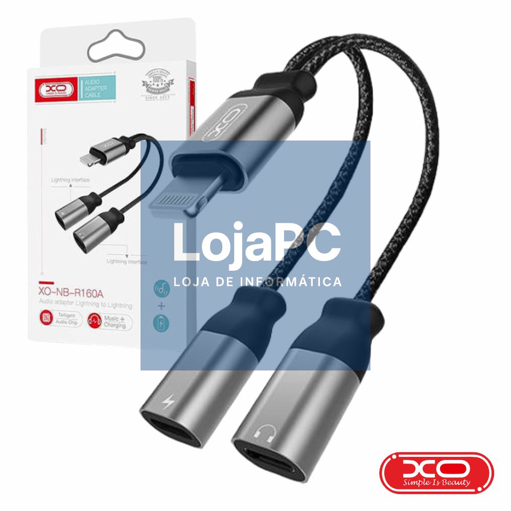 Cabo Adaptador Lightning Macho P/ 2x Lightning Fêmea XO