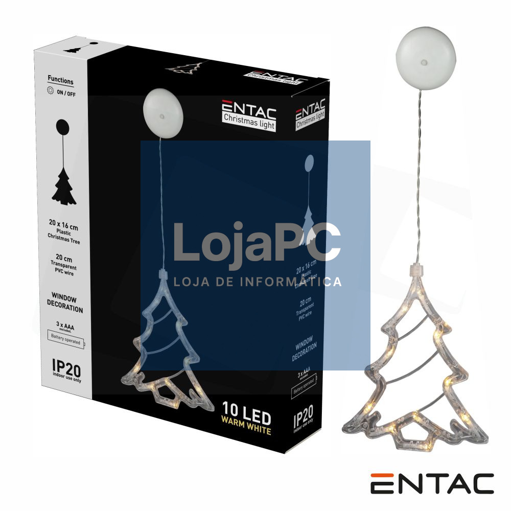 Árvore Decorativo c/ ventosa 10 LED 3000K a pilhas ENTAC