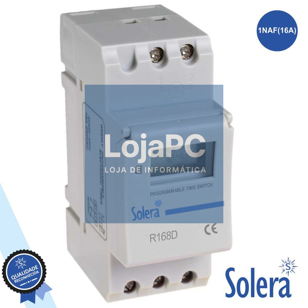 TEMPORIZADOR SEMANAL DIGITAL 16A 230V P/ CALHA DIN SOLERA