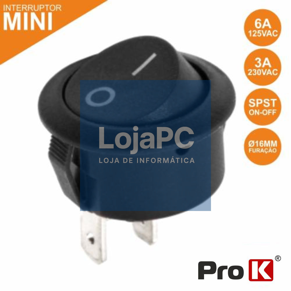 INTERRUPTOR BASCULANTE 3A-250V SPST ON-OFF MINI PROK
