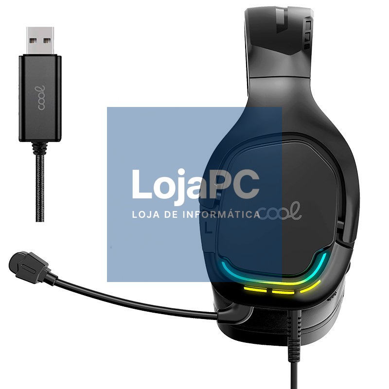 Stereo PC / PS4 / PS5 / Xbox Gaming Headphones Illumination COOL Tuned Black USB 7.1 — imagem 3