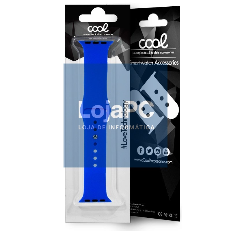Strap COOL for Apple Watch Series 1 / 2 / 3 / 4 / 5 / 6 / 7 / 8 / 9 / SE (38 / 40 / 41 mm) Blue Rubber — imagem 2