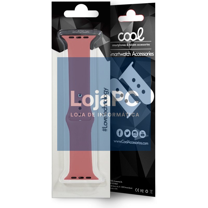 Strap COOL for Apple Watch Series 1 / 2 / 3 / 4 / 5 / 6 / 7 / 8 / 9 / SE (38 / 40 / 41 mm) Pink Rubber — imagem 2