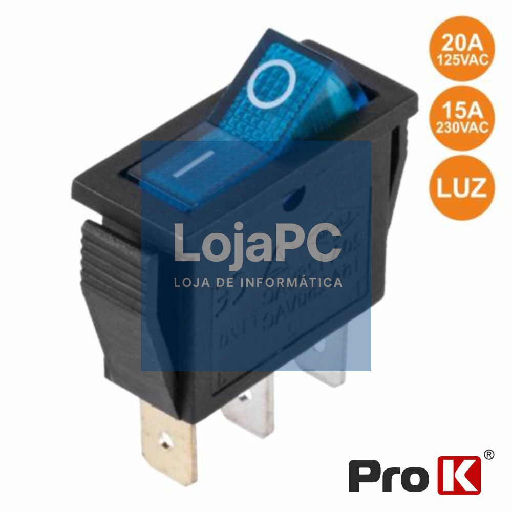 INTERRUPTOR BASCULANTE C/ LUZ 15A-250V SPST ON-OFF  PROK