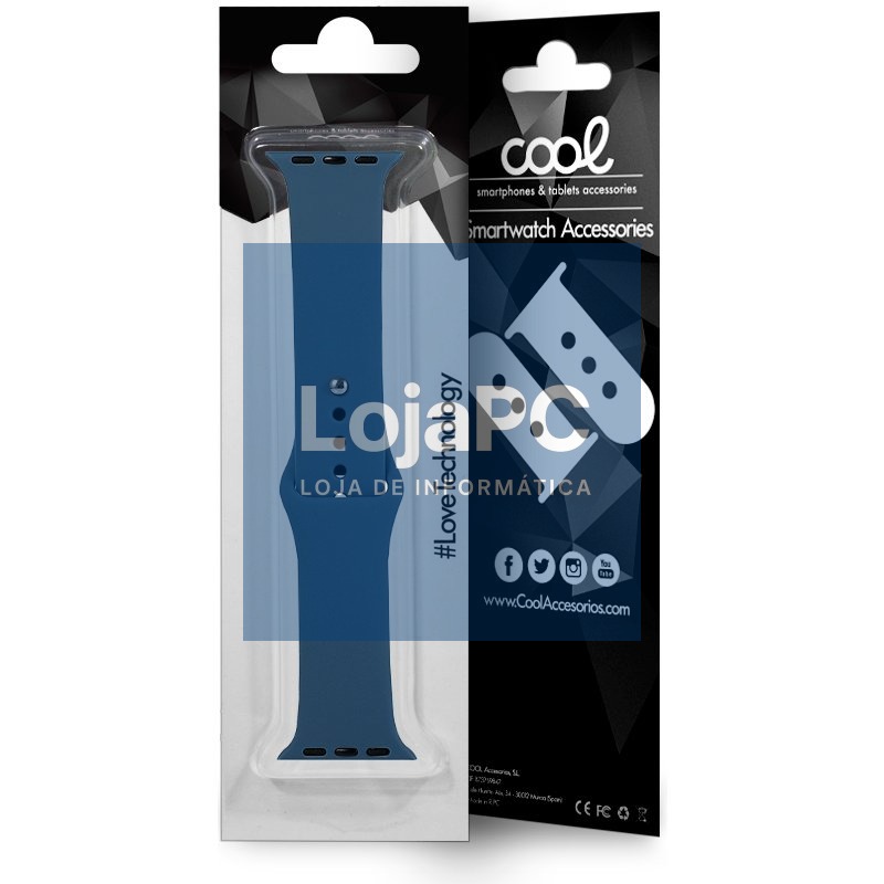 Strap COOL for Apple Watch Series 1 / 2 / 3 / 4 / 5 / 6 / 7 / 8 / 9 / SE (42 / 44 / 45 mm) Blue Rubber — imagem 2