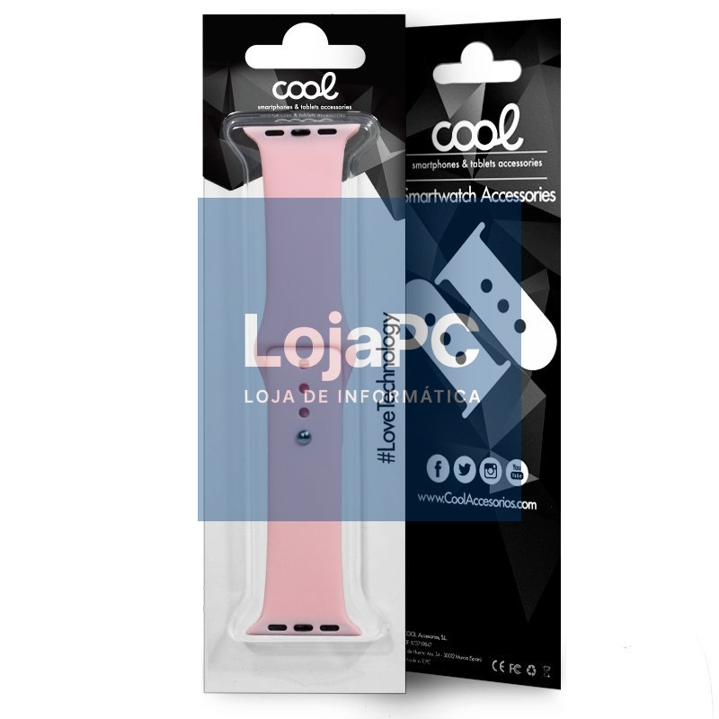 Strap COOL for Apple Watch Series 1 / 2 / 3 / 4 / 5 / 6 / 7 / 8 / 9 / SE (42 / 44 / 45 mm) Pink Rubber — imagem 2