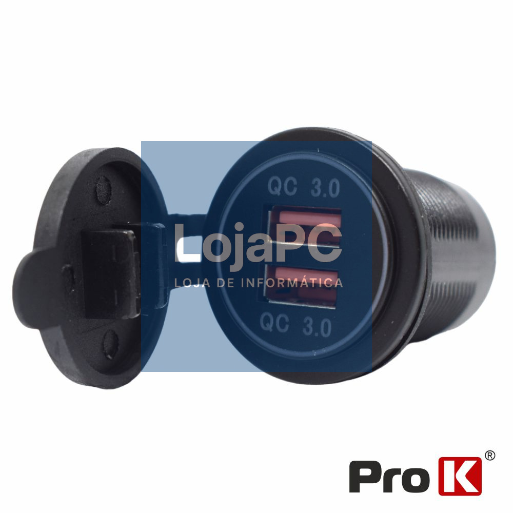Tomada Dupla USB-A 3.0 de Embutir PROK