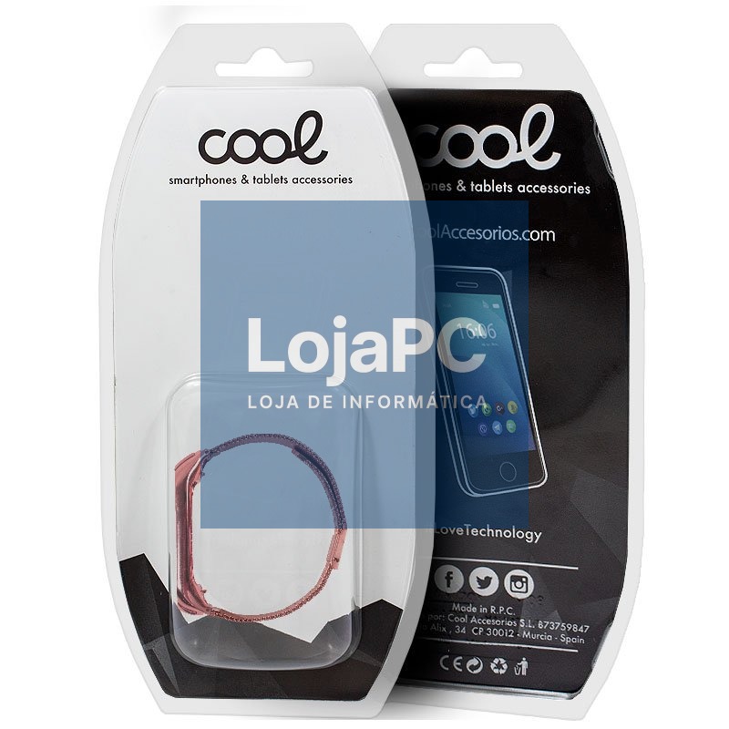 Strap COOL for Xiaomi Mi Band 5 / 6 / 7 / Amazfit Band 5 Metal Pink — imagem 3