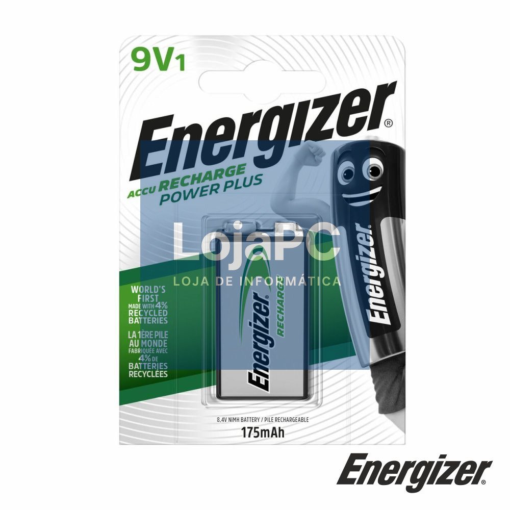 Pilha Recarregável Ni-Mh 9V/HR22 175mA Power Plus ENERGIZER