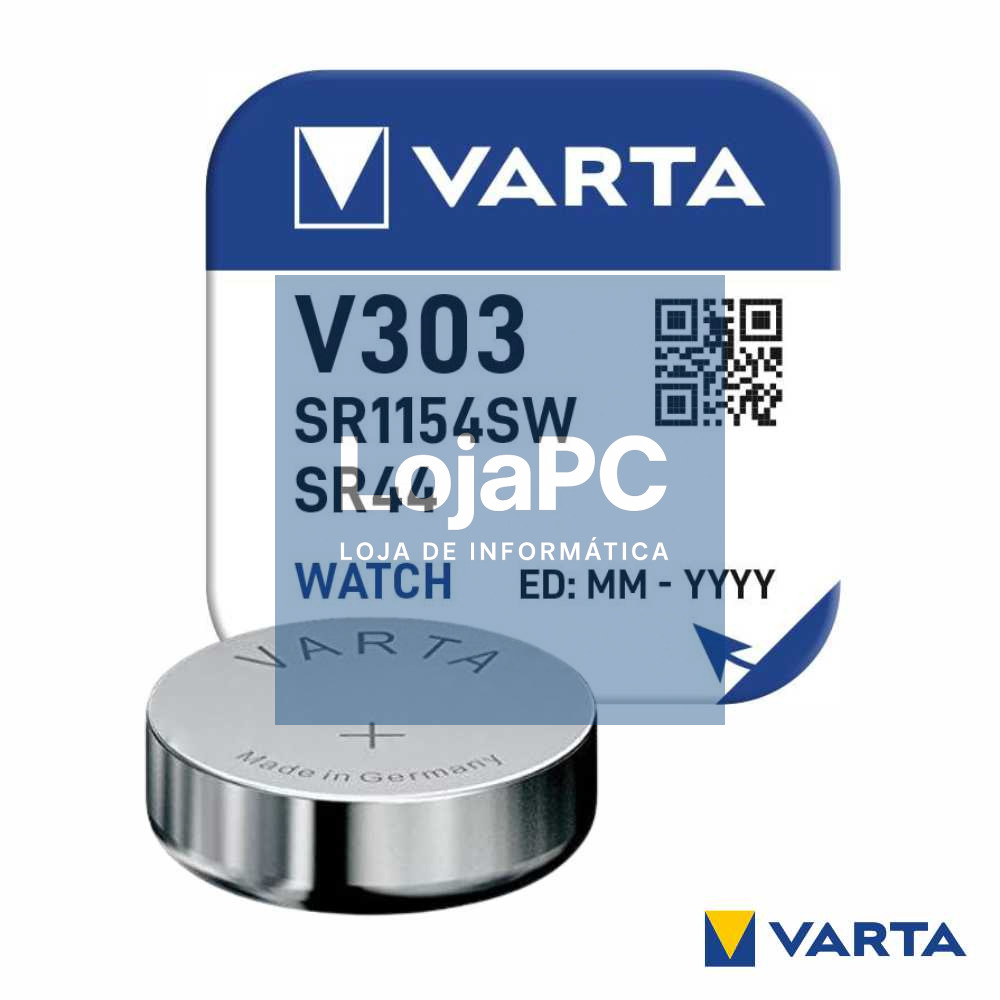 Pilha Óxido Prata Botão V303/SR1154SW/SR44 1.55V VARTA
