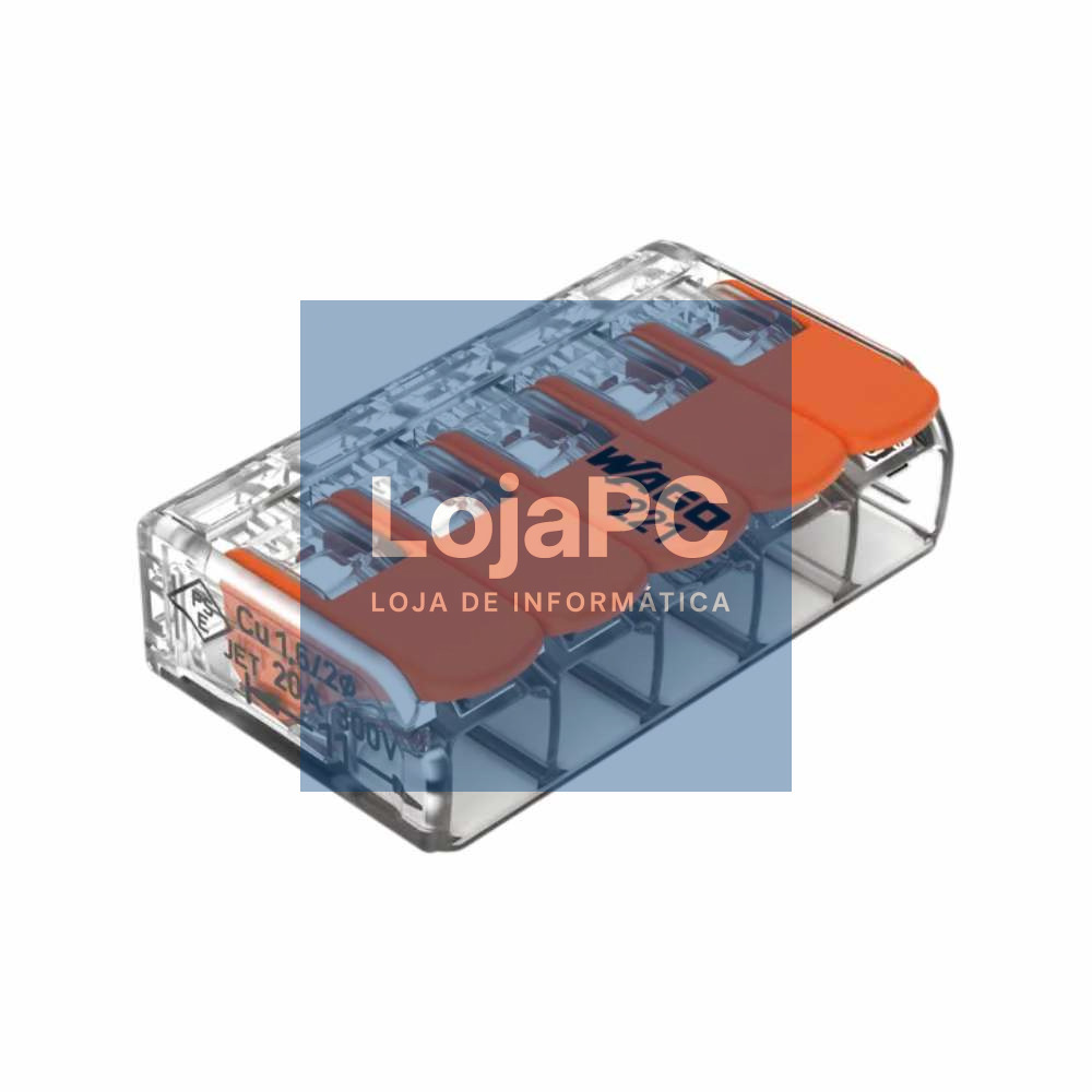 Ligador Rápido C/ Patilha 5 Condutores 0.2-4 mm² 25x WAGO