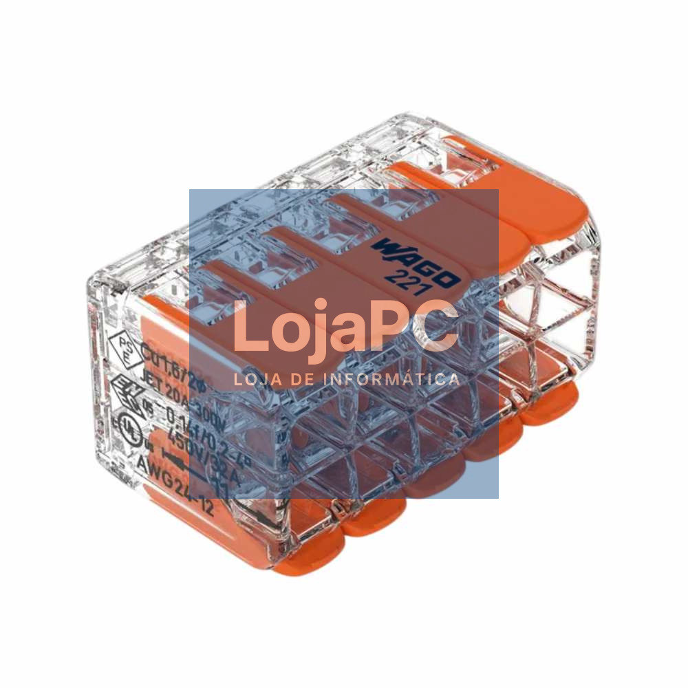 Ligador Rápido C/ Patilha 10 Condutores 0.2-4 mm² 15x WAGO