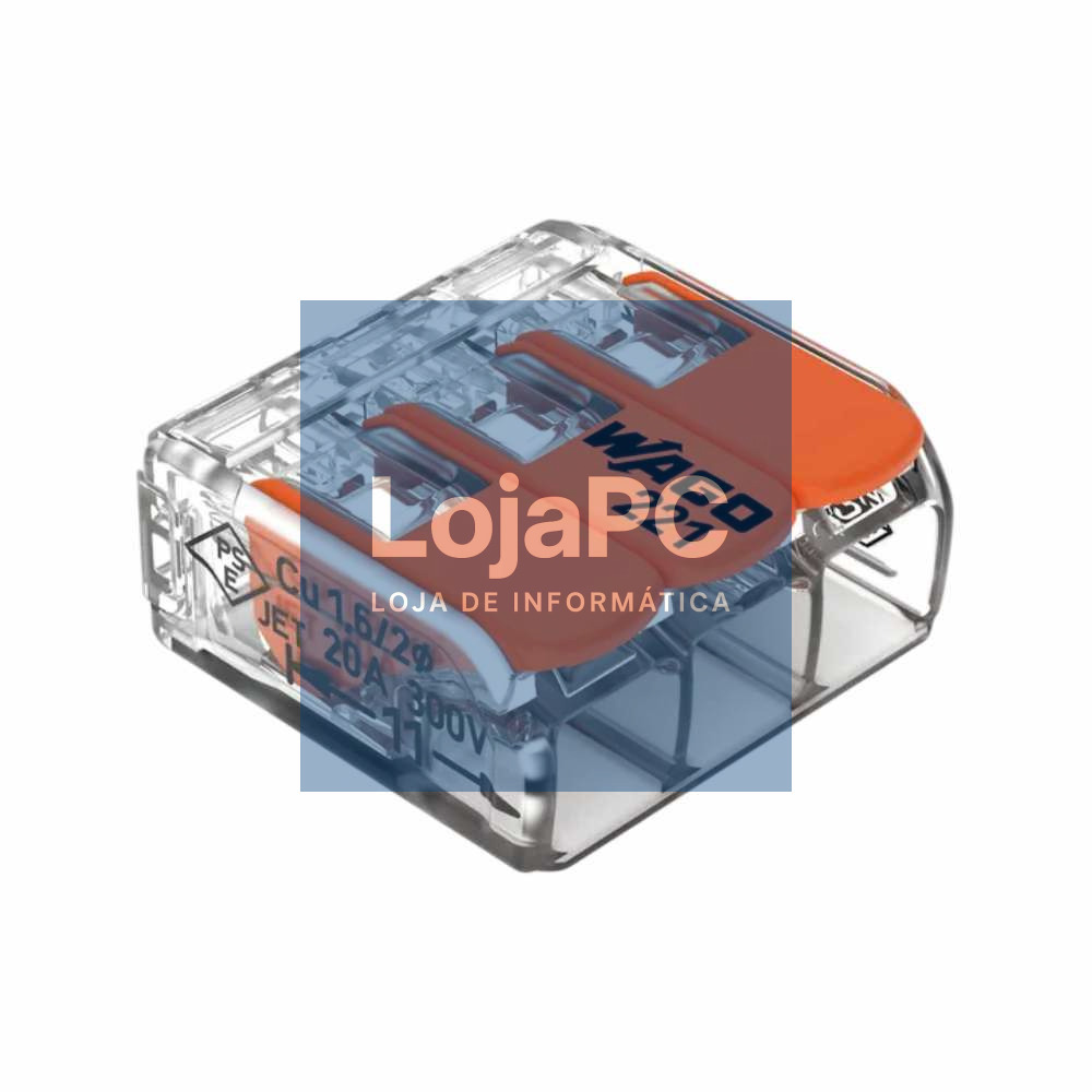 Ligador Rápido c/ Patilha 3 Condutores 0,2-4 mm² 50x WAGO