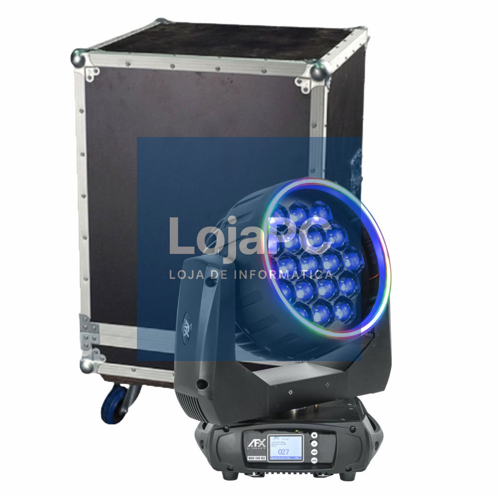 Moving Head 19x40W RGB DMX Mic Wash Zoom C/ Mala AFXLIGHT