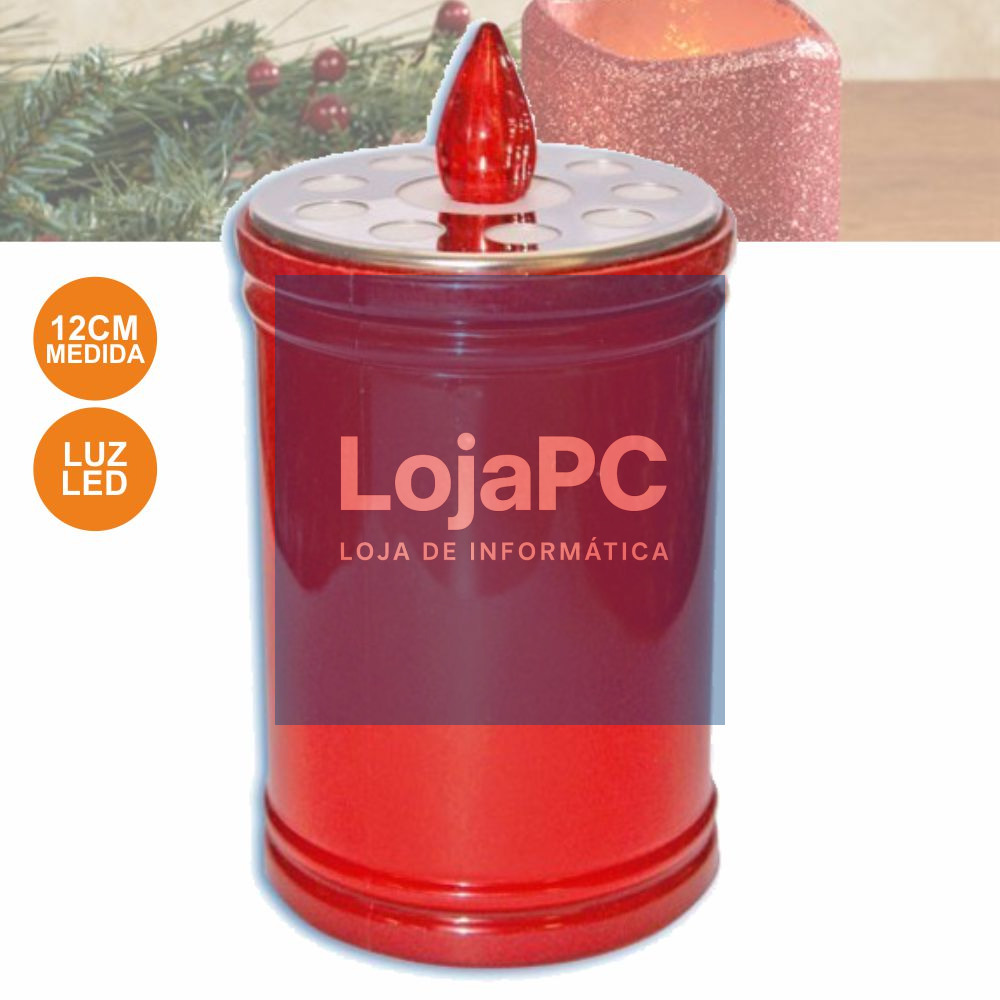 VELA DE PLÁSTICO C/ LED VERMELHO 12CM