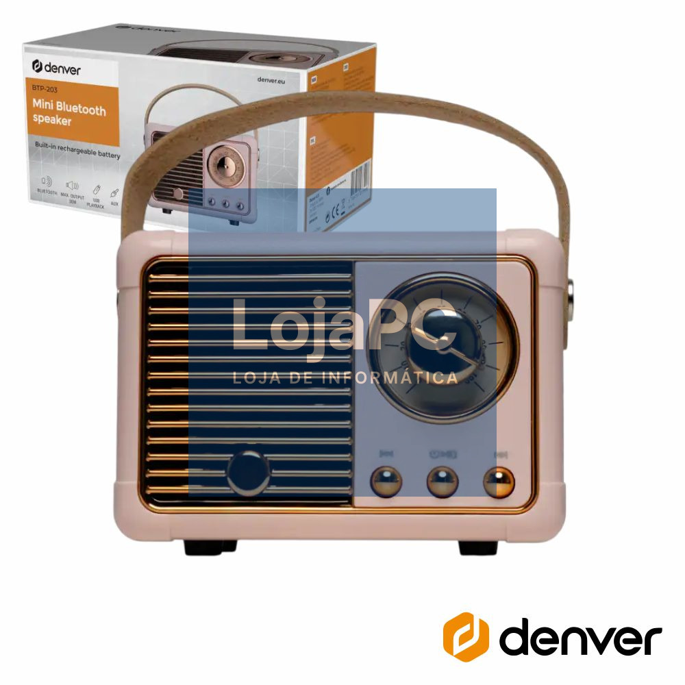 Coluna Bluetooth 30W Bluetooth 5.0 Rosa DENVER