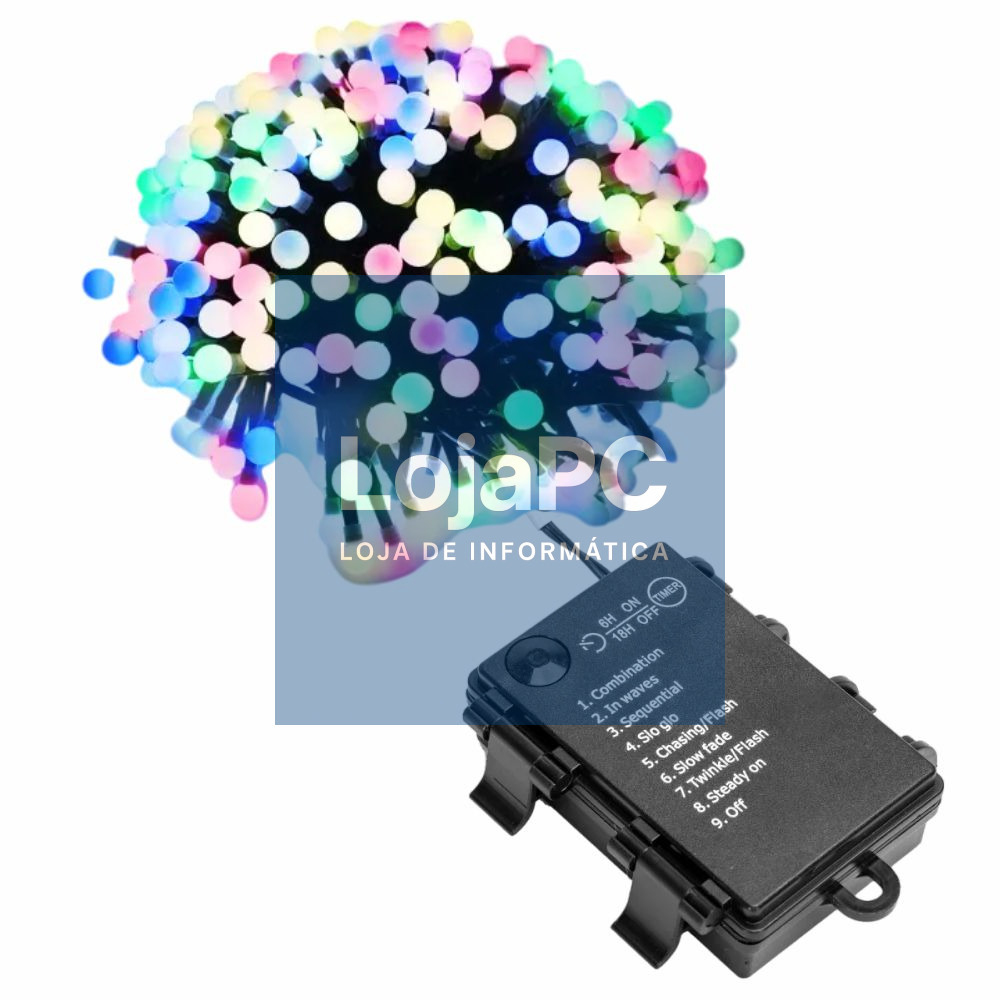 Luzes de Natal 100 LED RGBY 3xAA 10m IP44
