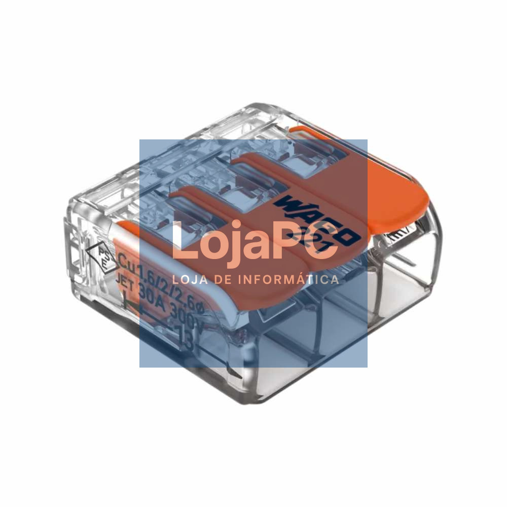 Ligador Rápido C/ Patilha 3 Condutores 0.5-6 mm² 30x WAGO