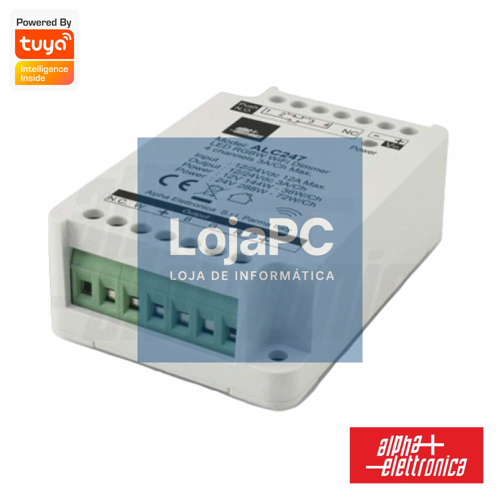 Controlador P/ Fita LED RGBW 12/24V WiFi 4 Canais Tuya ALPHA
