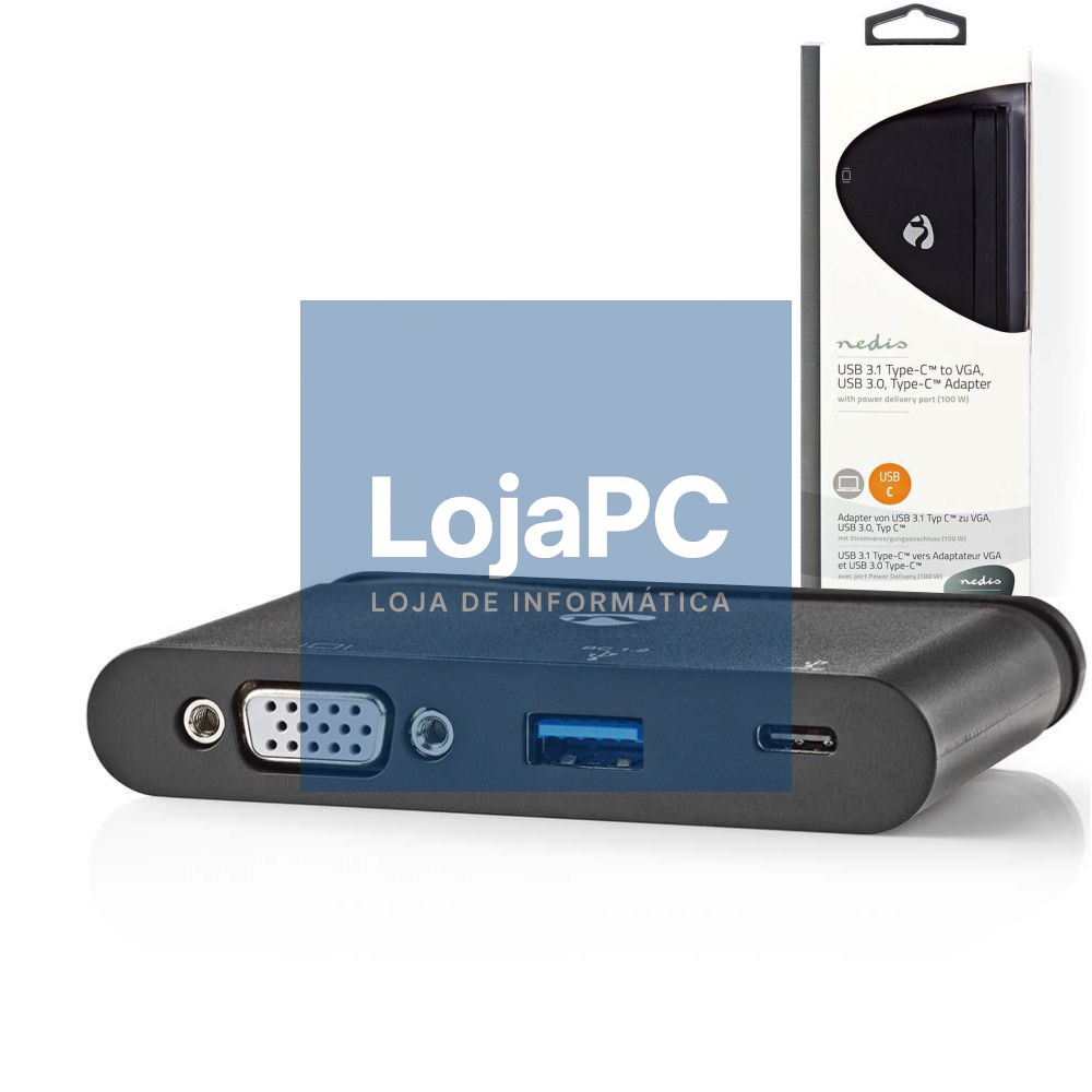 Hub USB-C c/ USB-C / USB 3.0 / VGA 100W NEDIS