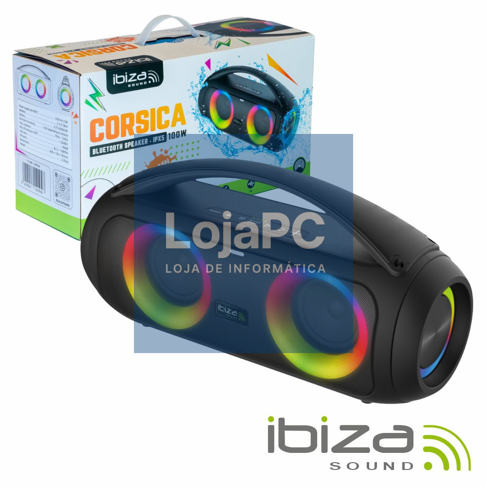 Coluna Bluetooth V5.3 100W BT/USB/MicroSD/FM/AUX/TWS IPX5