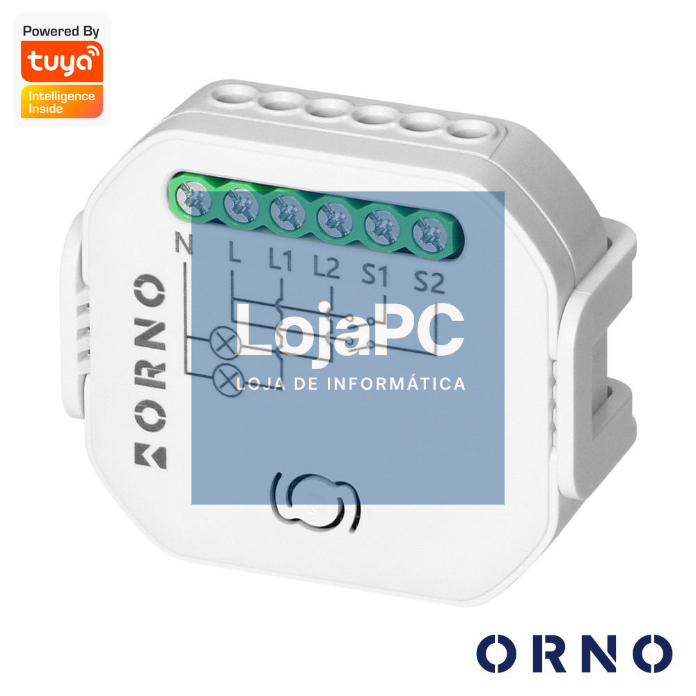 Módulo Relé 2 Canais 2300W 10A WiFi+BT Tuya ORNO