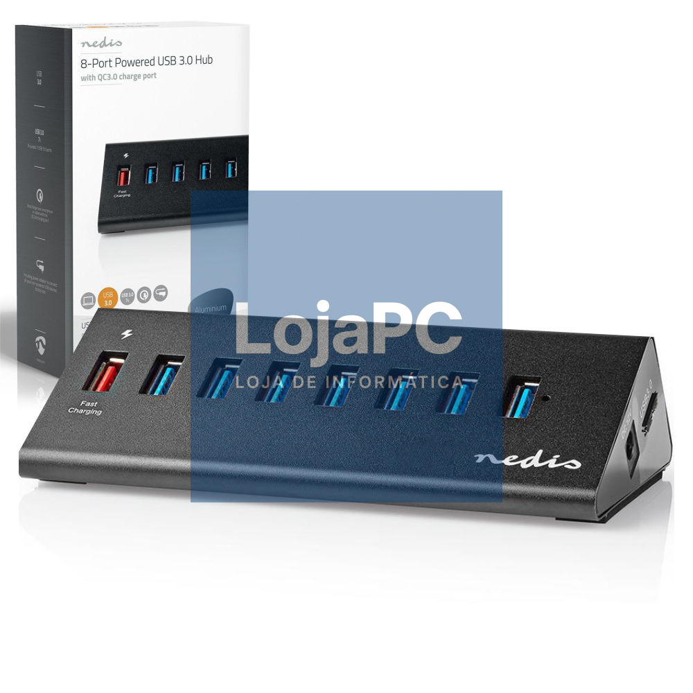 Hub USB 8 Portas USB 3.0 QuickCharge NEDIS